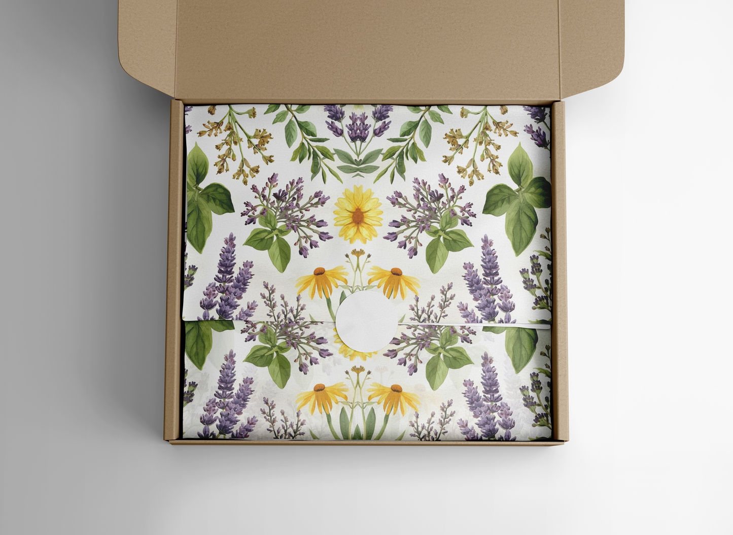 Green Yellow Floral Tissue Paper