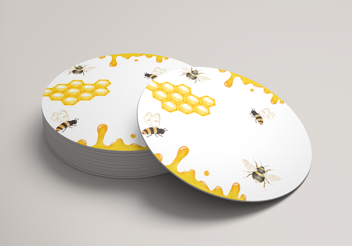 6x 90mm Bee Coffee Coasters