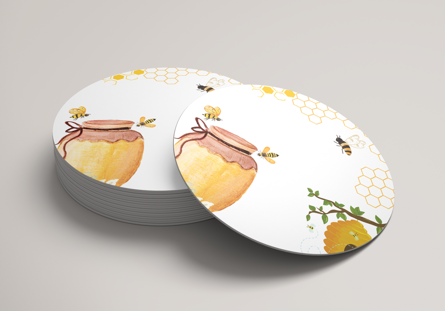 6x 90mm Bee Coffee Coasters