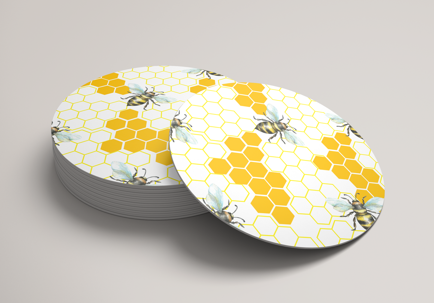 6x 90mm Bee Coffee Coasters