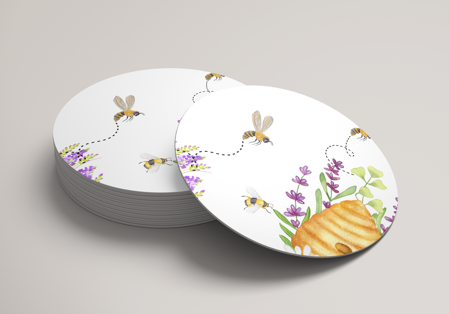 6x 90mm Bee Coffee Coasters