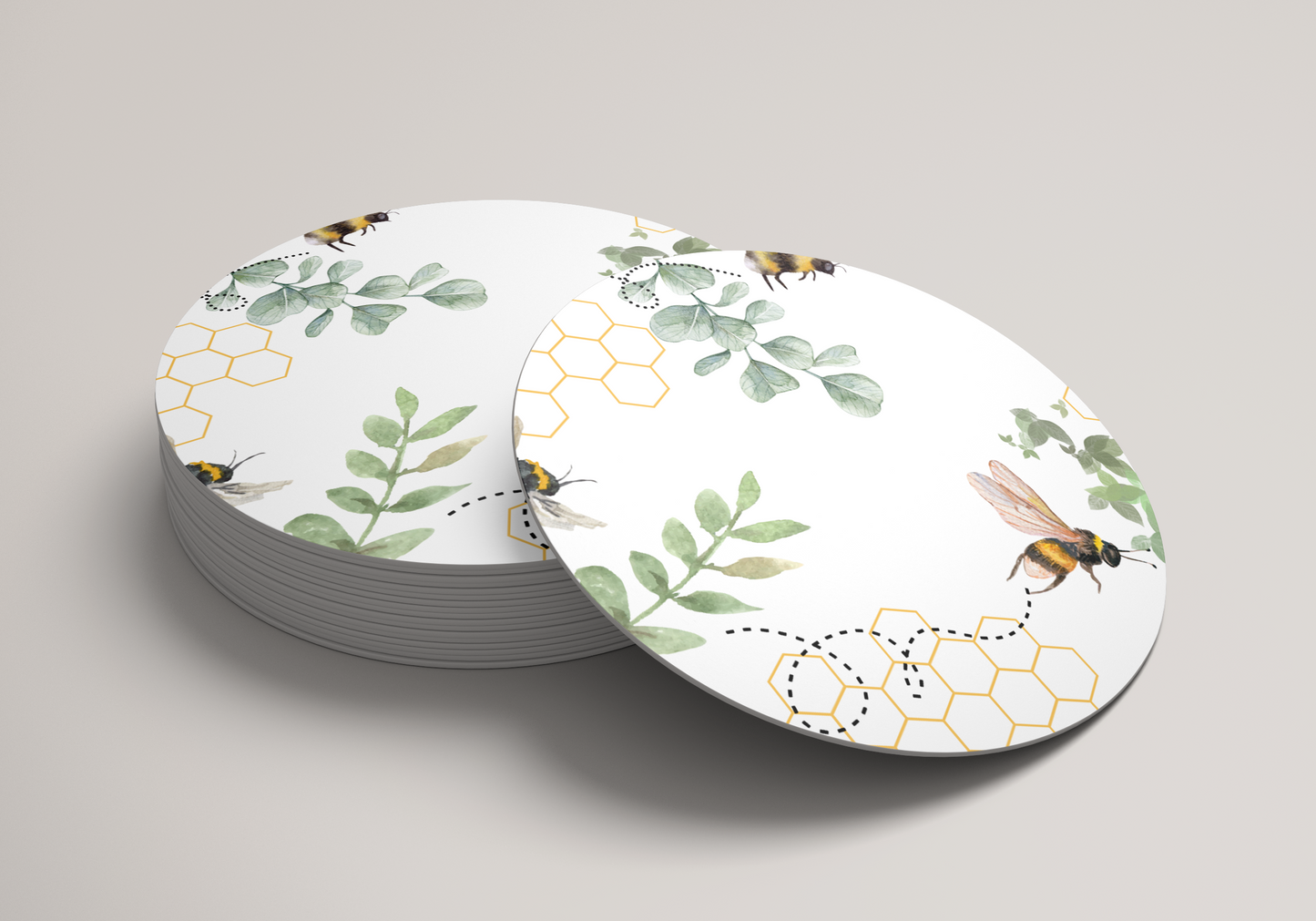 6x 90mm Bee Coffee Coasters