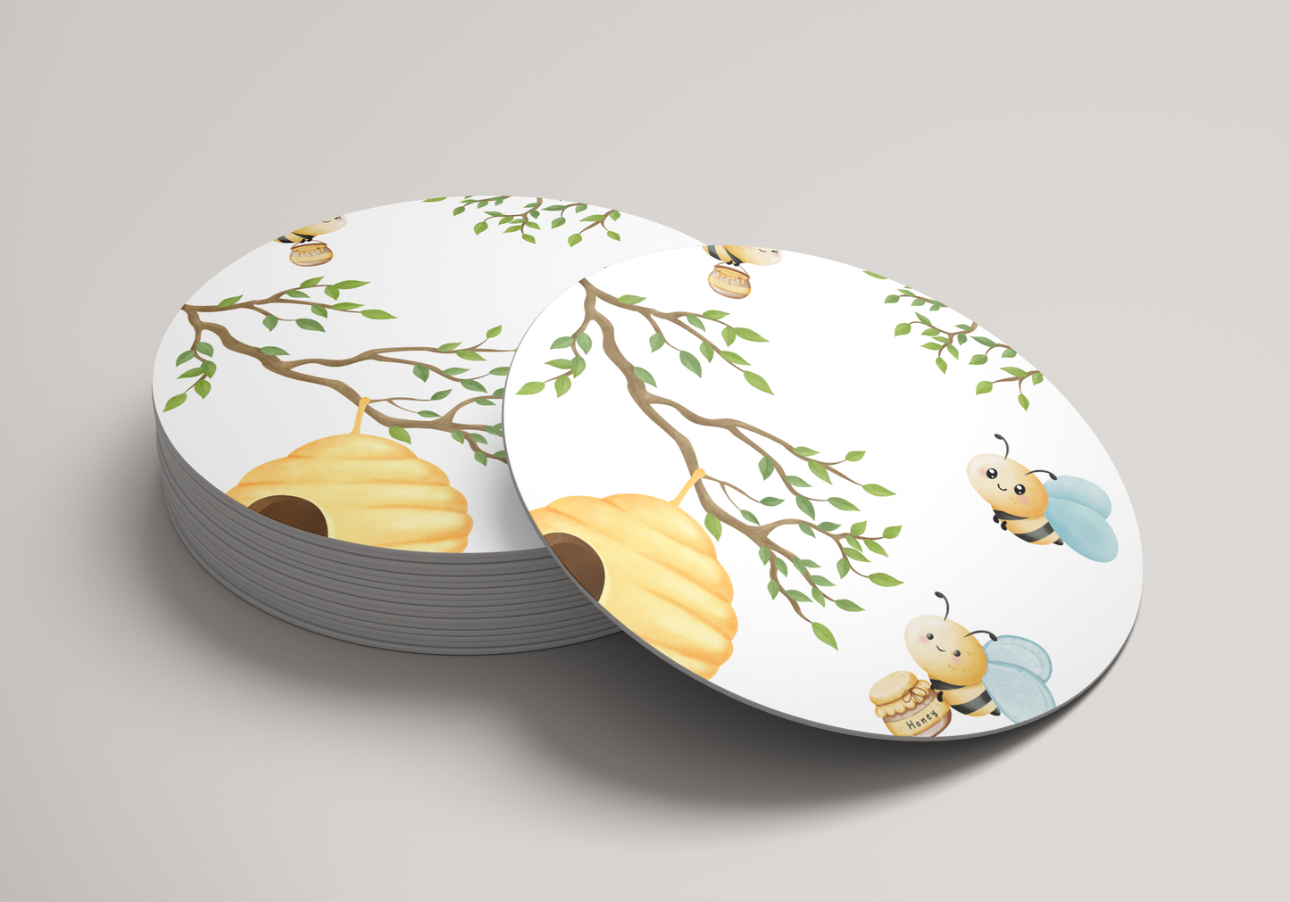 6x 90mm Bee Coffee Coasters
