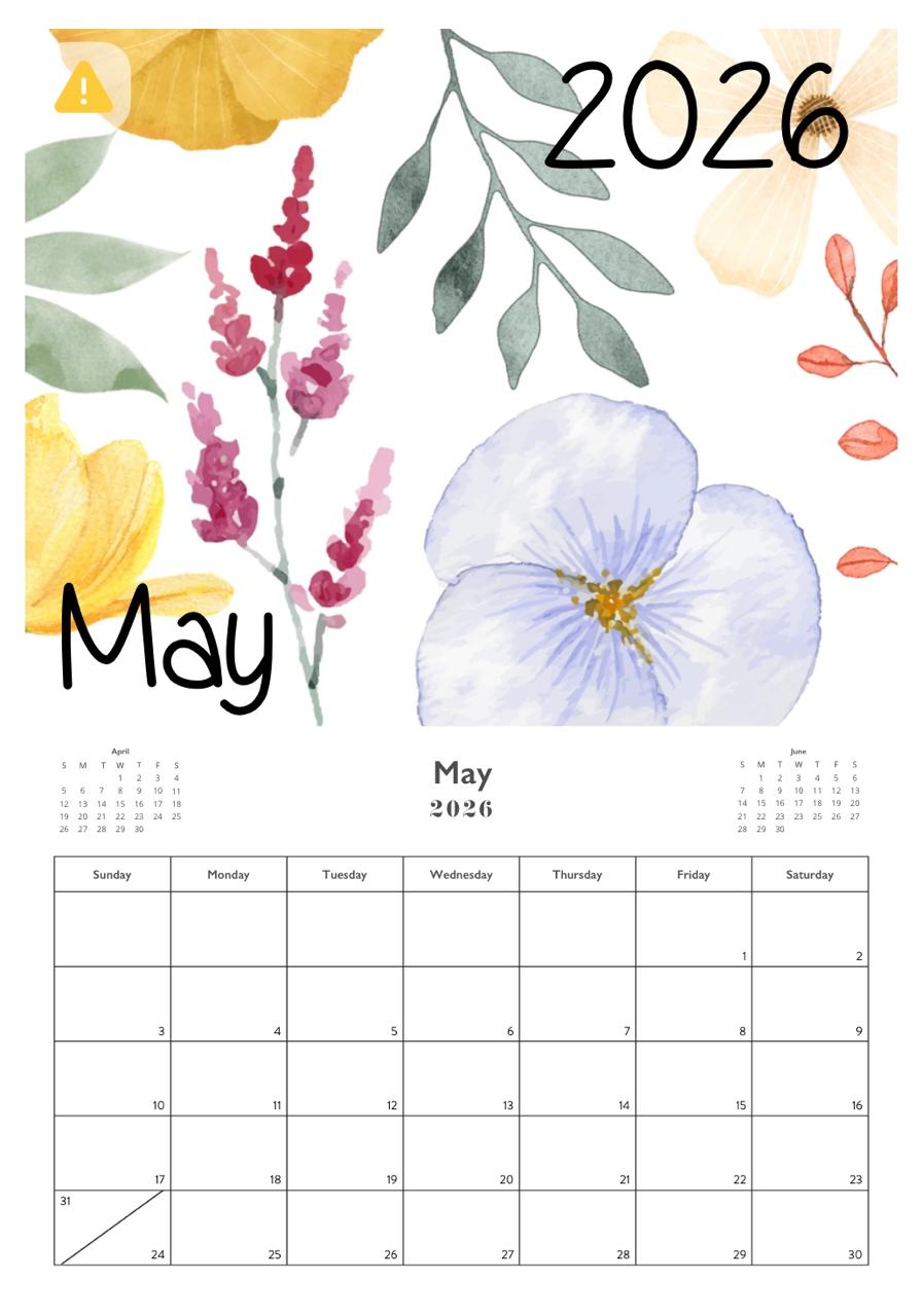 A3 Wiro Wall Calendar 2026