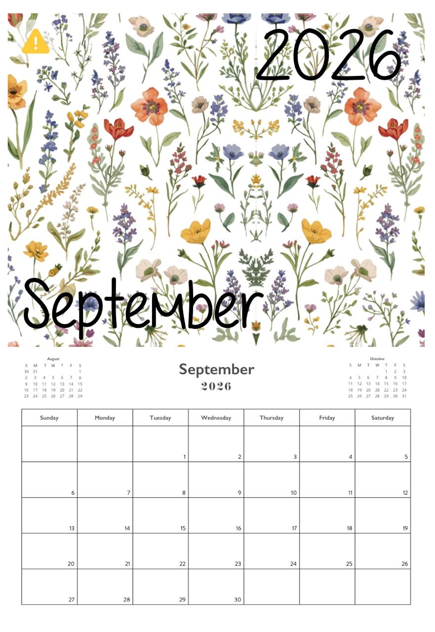 A3 Wiro Wall Calendar 2026