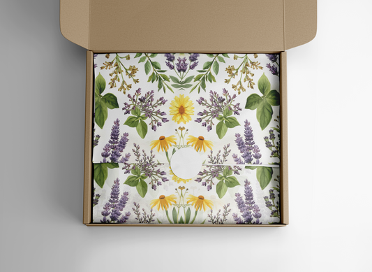 Green Yellow Floral Tissue Paper